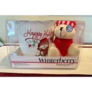 Winterberry Pfaltzgraff Mug with Christmas Bear Gift Set in Original Box
